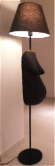 2002500 Staanlamp zwart 1m50  met "pregnancy" lichaamsmasker van de Makonde, bruine kap  2002500.jpg